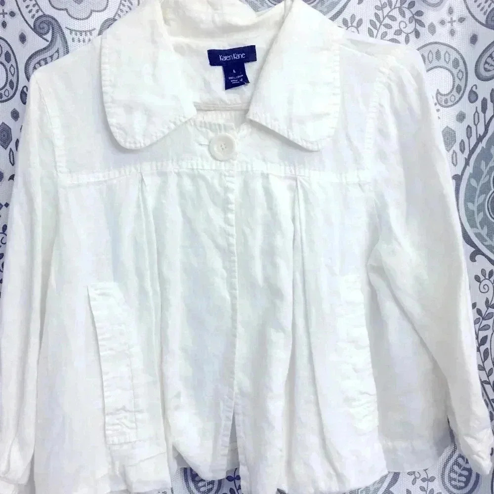 Karen kane swing linen jacket with pockets R1